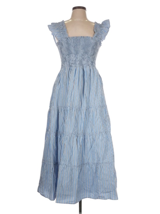 Quince Dresses & Skirts - Quince 100% Organic Cotton Smocked Midi Dress L Azure Stripe Summer Vacation NWT